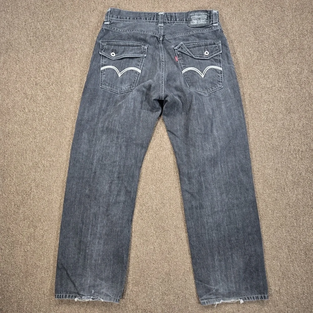 Vintage Levi's 569 Jeans Mens 34x30 Gray Loose Straight‎ Flap Pocket Y2K Skater